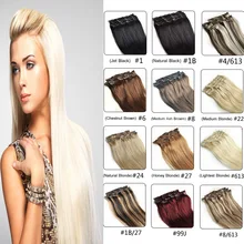 Clip In Human Hair Extensions 7PCS 70G 100G120G Clip In Hair Extensions 16″-26″ Brazilian Straight Human Hair Clip In Extensions