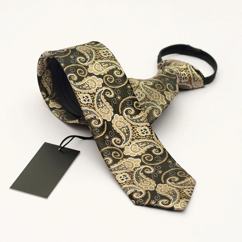 2018 New 6cm Zipper Ties for Men Paisley Fashion Slim Zipper Neck Ties