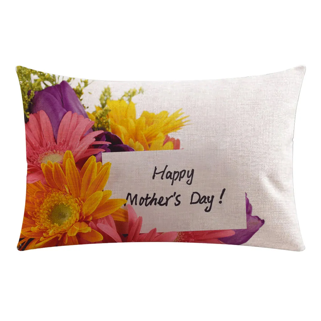 Наволочка для подушки gajjjar Happy Mother's Day 50 см x 30 прямоугольная разноцветная