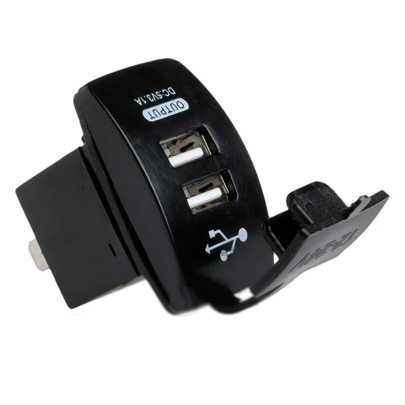 

1pc Universal USB Car Power Charger 12V Dual Port USB Cars Charger Adapter Socket Plug Outlet Switch Style