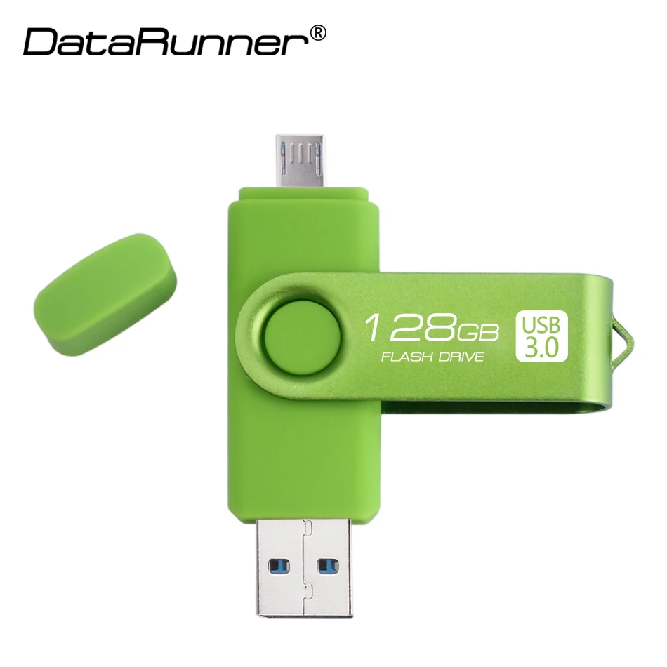 Новый usb накопитель DataRunner 3 0 OTG 128 ГБ Вращающаяся ручка 16 32 64 256 микро USB флешка