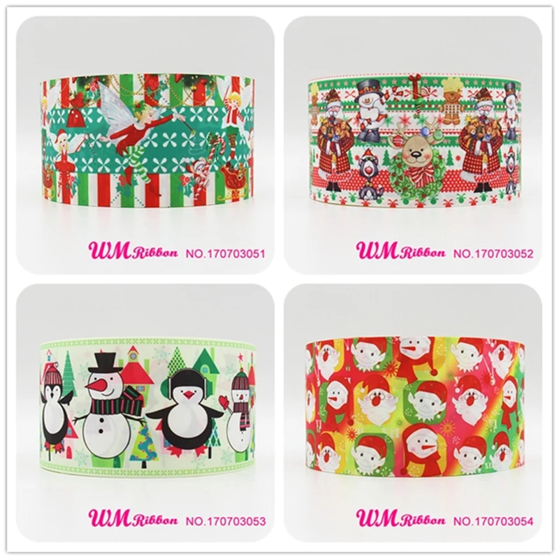 

wm 10 yards lot 3inch 75mm Christmas Day design printed grosgrain ribbon