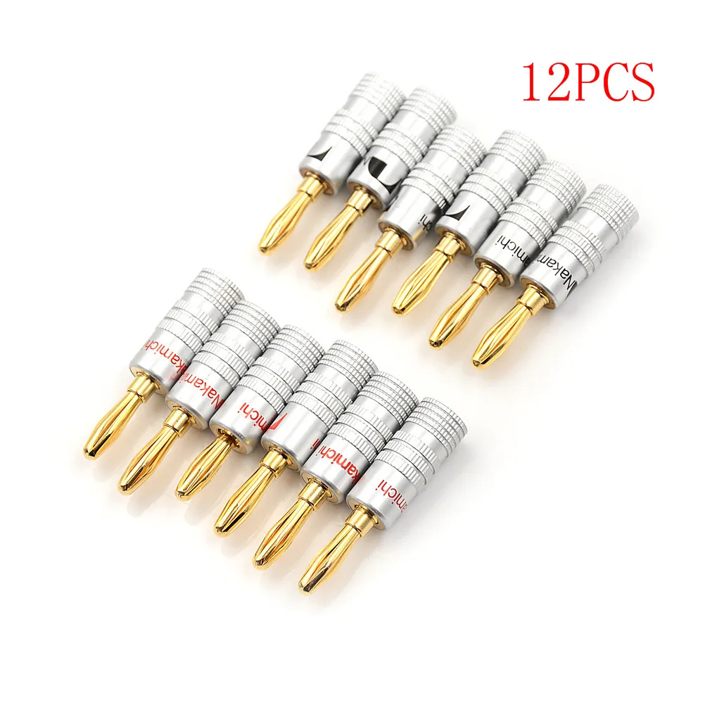 

12pcs/set Golden Nakamichi Speaker Banana Plug Connector Adapter Connectors