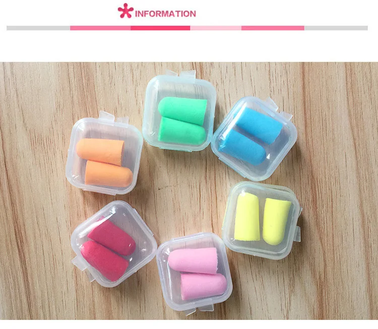 

1Pair Comfortable Earplug Noise Reduction Foam Soft Ear Plugs Box-packed Earplugs Protective For Sleep Slow Rebound Hearing Care