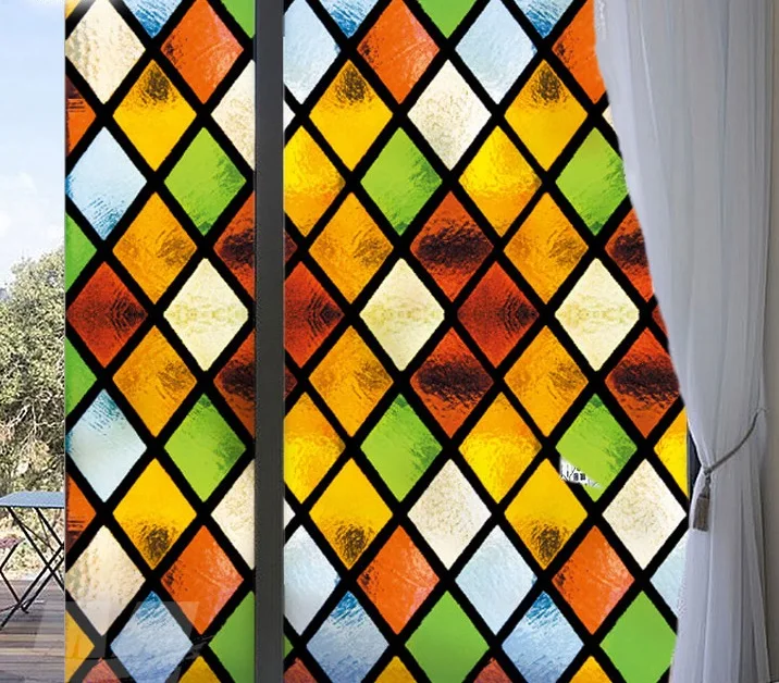 Индивидуальный размер Высший сорт винтажный Европейский Стиль Искусство полупрозрачная самоклеящаяся витражная пленка, дверные наклейки H508