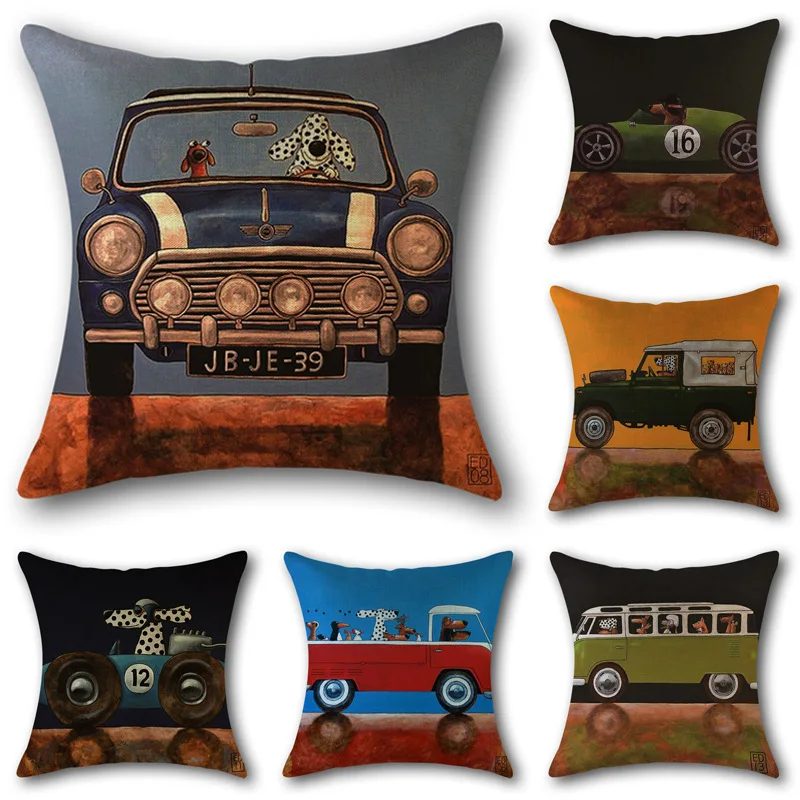 buy 45x45cm Square Vintage Classic Car Poster Sofa Cushion Cover Home Decor Retro Motorbike Throw Pillow Cover