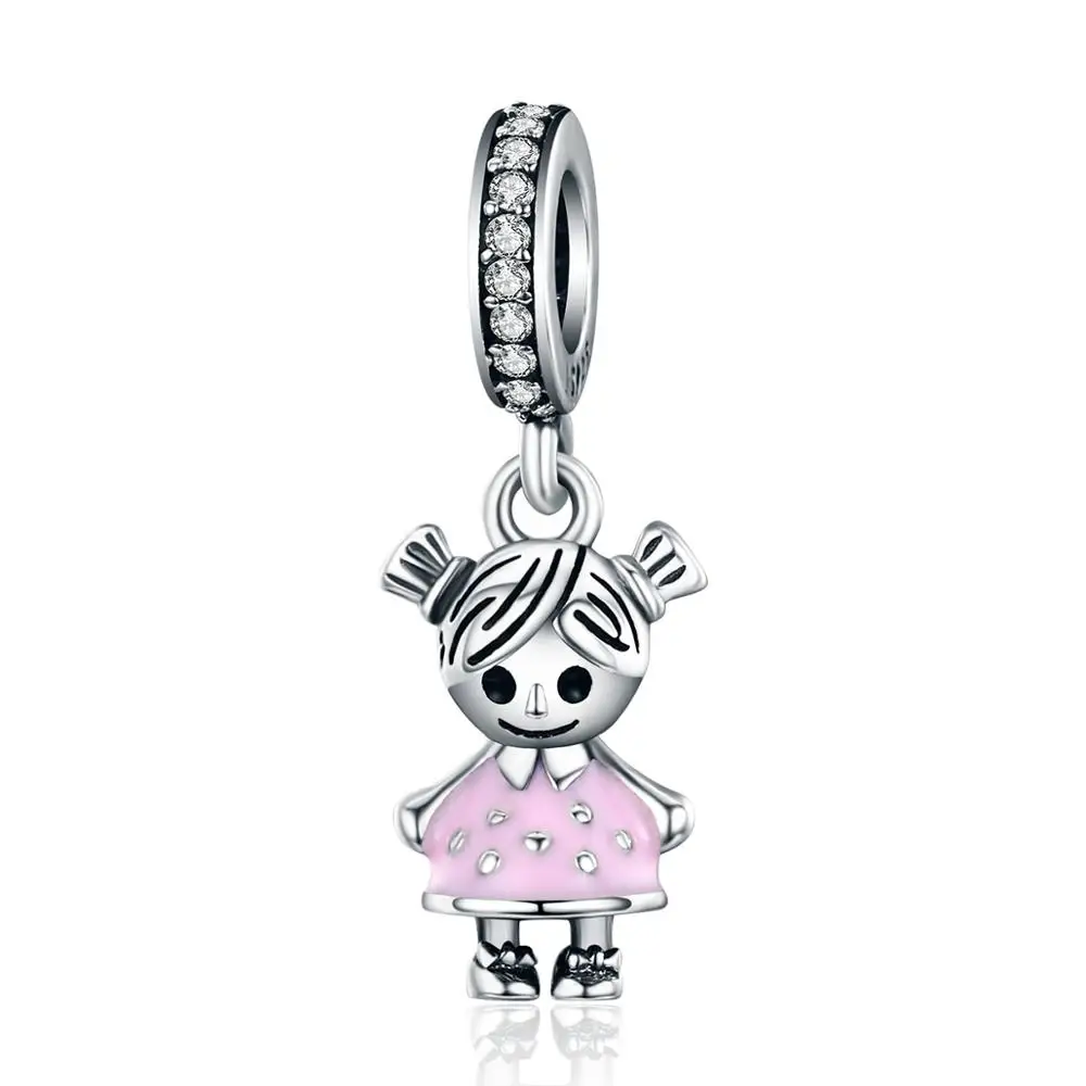 

Starland charm Couple Little Girl Pendant Beads 100% 925 Sterling Silver Original Brand Bracelet Trendy DIY Jewelry For Girls