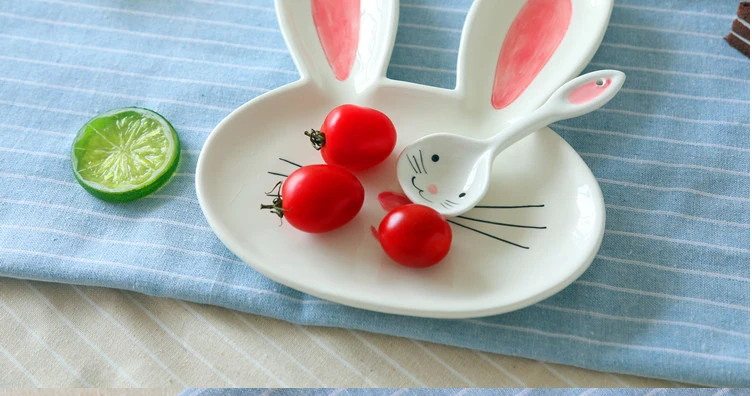 1 шт. 8 дюймов керамическая обеденная тарелка кролик животные обеденные блюда паста стейк десертные тарелки прекрасный костяной фарфор кухонные принадлежности для детей