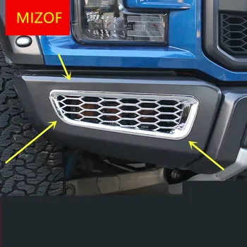 

Decorated Exterior Chrome Front Fog Light Frame Mesh Cover For Ford Raptor F150 2017 2018 ACA034
