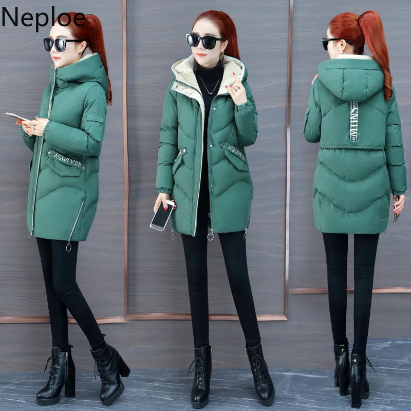 

Neploe Korean 2019 News Autumn Winrer Loose Wild Coats Preppy Style Hooded Patchwork Jacket Fashion cotton Parkas 45449