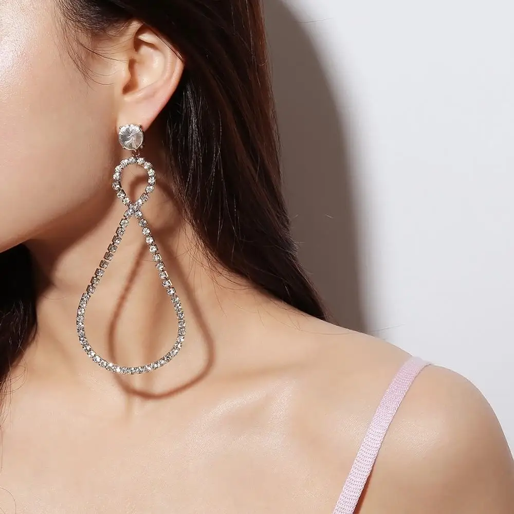 

Earrings Fashion Bohemian Geometric Crystal Gifts Full Drill Lucky 8 words Earrings For Women Jewelry Long Boho Style