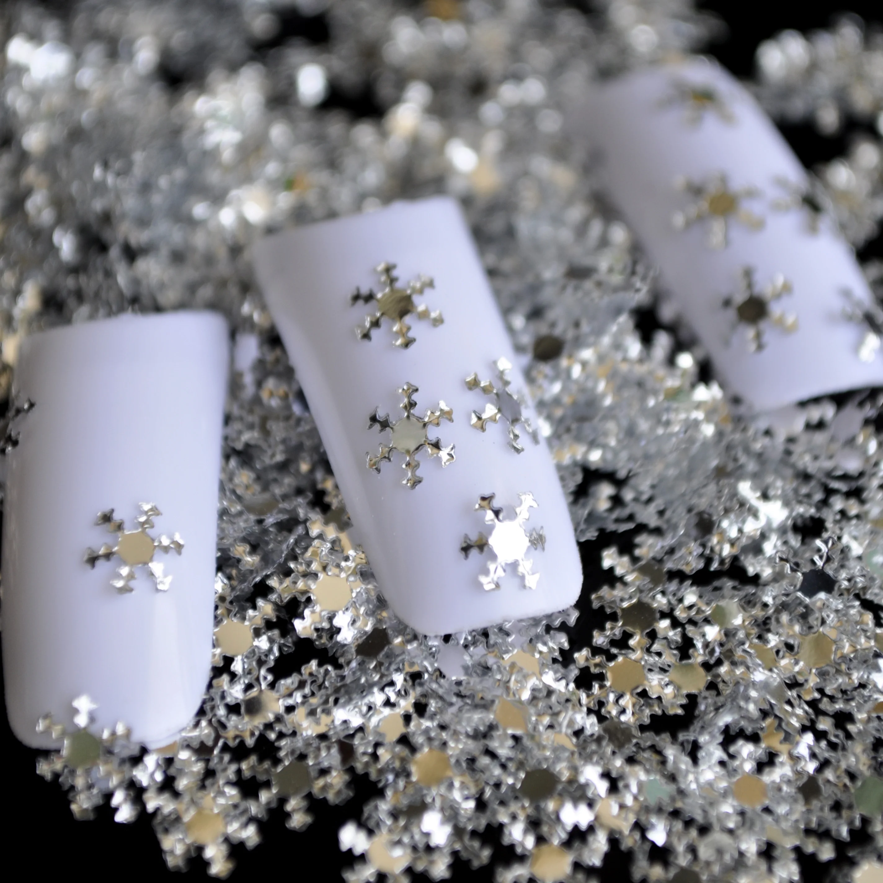 Nail Design DIY materials nail silver snow snowflake Decoration font b PET b font Snow flake
