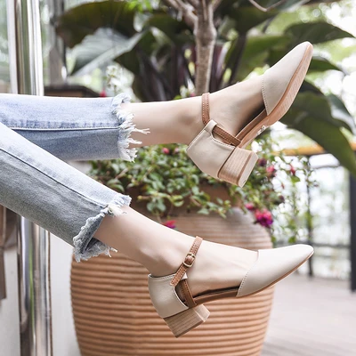 

Baotou sandals female 2019 summer new students wild net red thick with late night shoes fairy wind with skirt shoes