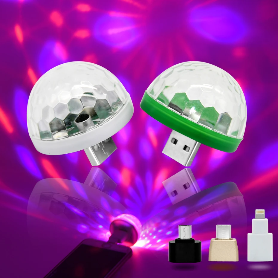 

SOLOLANDOR Mini USB led Party Lights Portable Crystal Magic Ball Home Party Karaoke Decorations Colorful Stage LED Disco Light