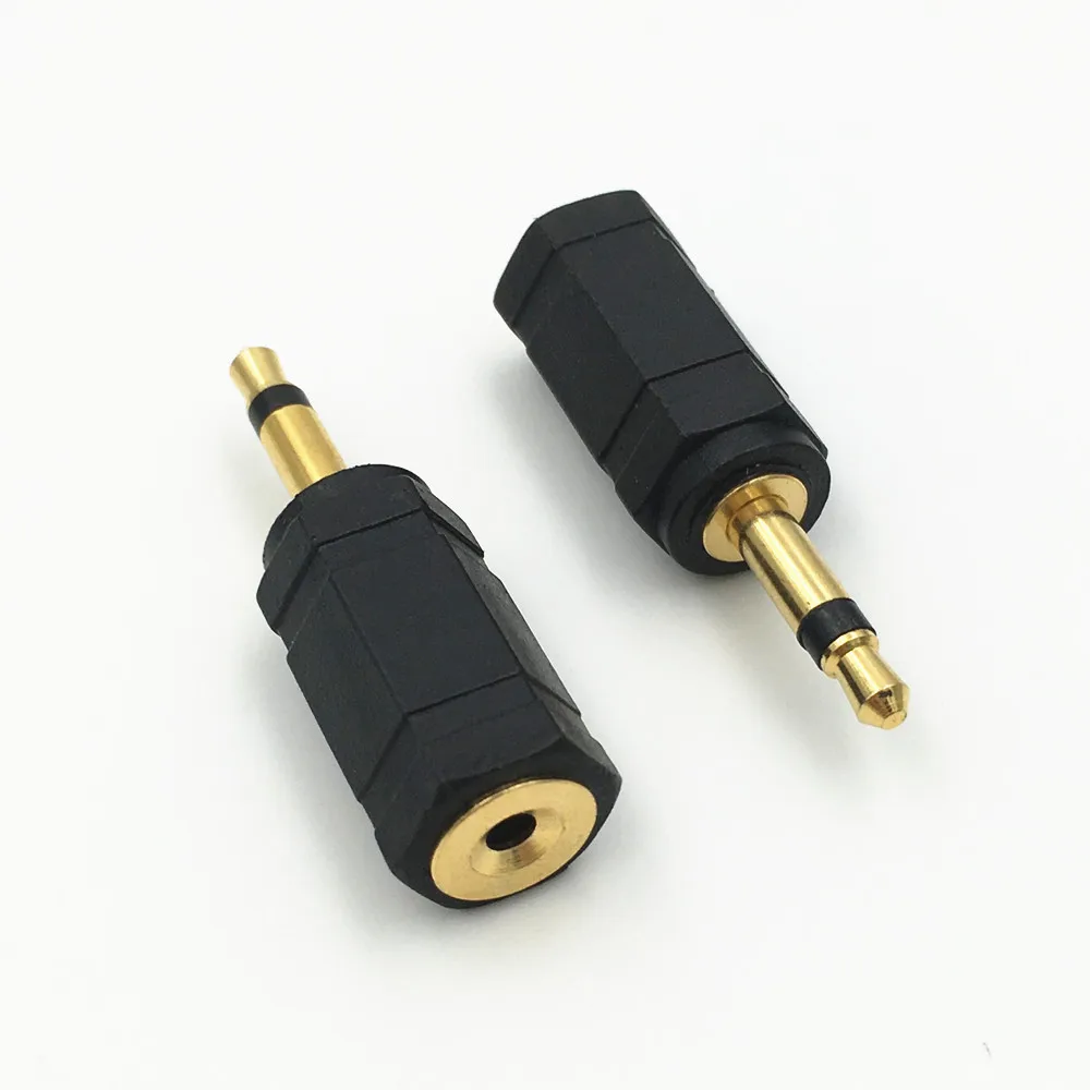 10Pcs Gold 3.5 Male Mono Male Plug to 2.5mm jack Female Audio Converter  Staight Adapter Connector