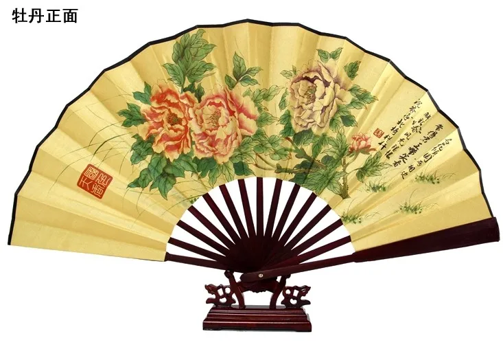 

Decoration Silk Folding Hand Fan Large Chinese Personalized Wedding Fan Bamboo Landscape Flower Animal Craft Fan 30 pcs/lot