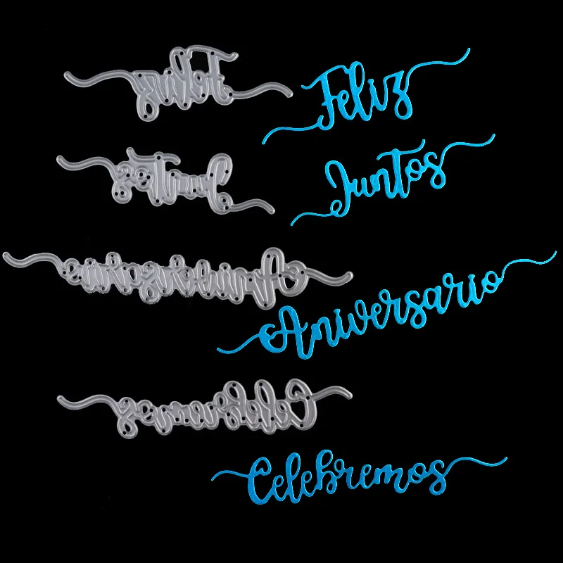 Испанское слово штампы счастливый юбилей металлические Вырубные штампы ремесло металлические буквы Вырубные штампы для DIY Скрапбукинг изготовление бумажных карточек