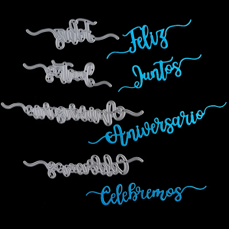 

Spanish Word Dies Happy Anniversary Metal Cutting Dies Craft Metal letter Cutting Dies for DIY Scrapbooking Paper Card making