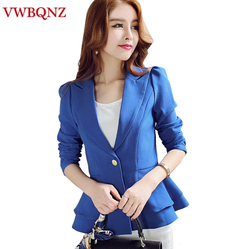 

Hot Fashion Black Jacket Blazer Women Suit Foldable Long Sleeves Slim Coat Solid Blazer Single Button Casual Blazers Jackets