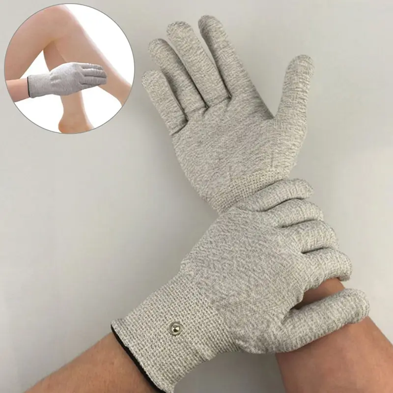 

1Pair Magic Pulse Massage Gloves Silver Fiber Conductive Electrotherapy Massage Electrode Gloves Use For Tens Machine