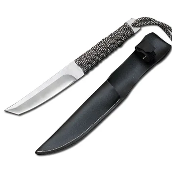 

Mengoing Fixed Blade Knife Tanto Camping Survival 5Cr13 Full Stainless Steel 58HRC Hardness Pocket Karambit Knife Sheath