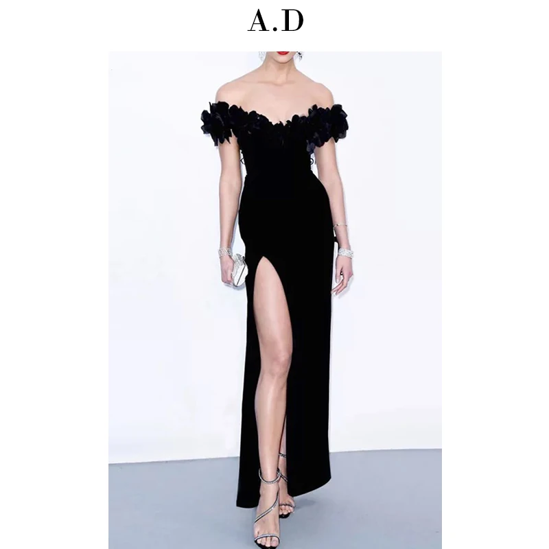 

2019 Fashion Women Dress Autumn Bodycon Sexy Front Lace Hollow Out The Legs Celebrity Evening Ankle Length Party Dress X086