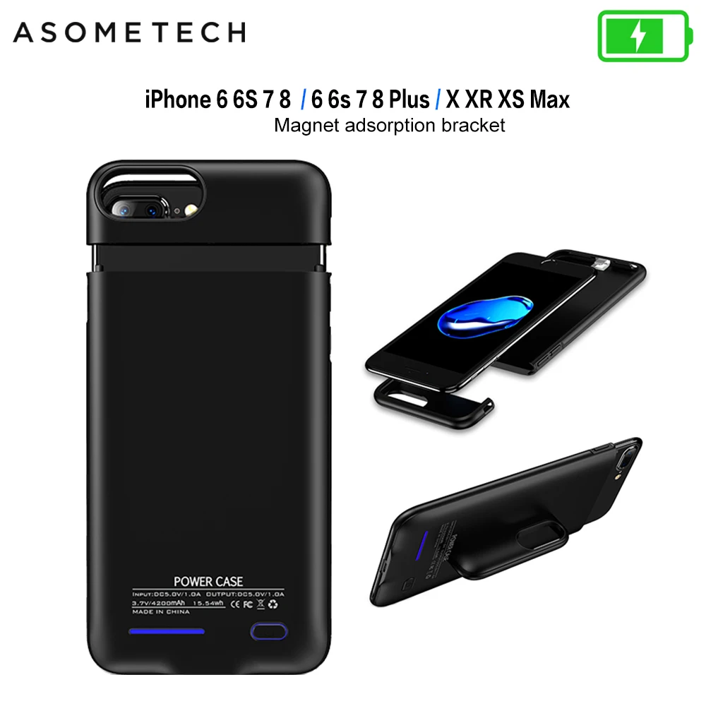 Чехол для батареи iPhone X XS Max XR Power Bank 6 S чехол зарядного устройства тонкий 6S 7 8