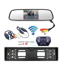 4,3 "Автомобильный транспортный с ЖК-дисплеем зеркальный монитор комплект заднего вида + беспроводная Европейская Автомобильная рамка