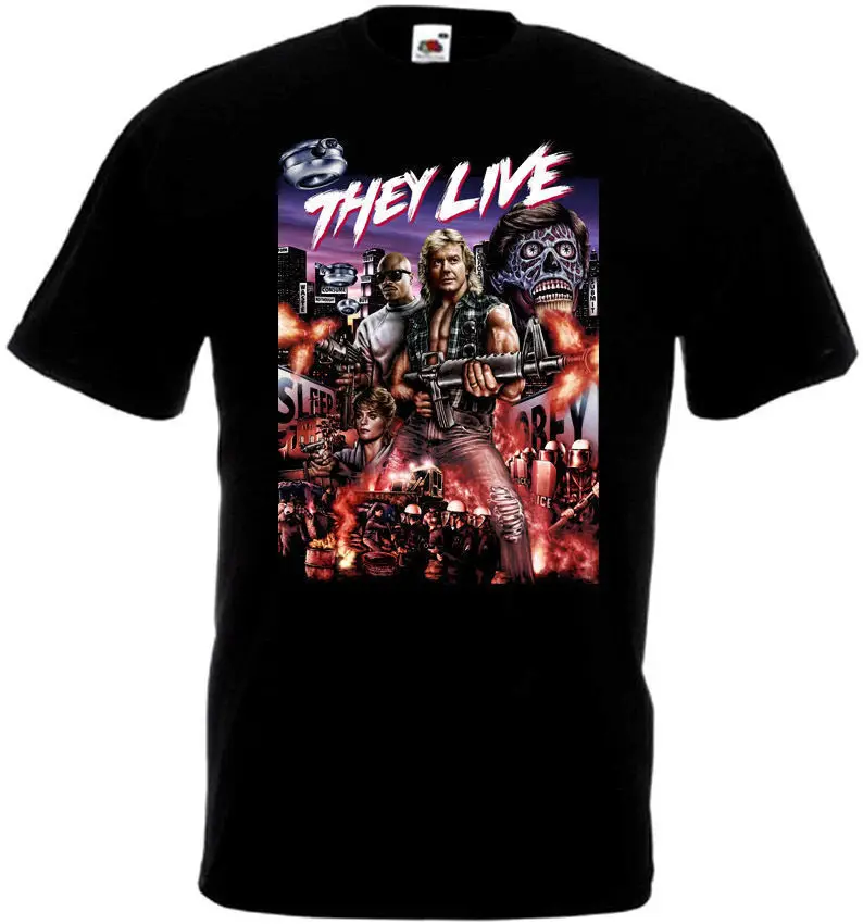 They Live T shirt black movie poster all sizes S 3XL Summer Short
