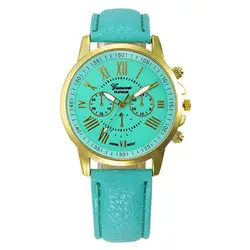 2018 Для женщин часы браслет дамы Роскошные часы Женева Марка кожаный браслет леди девушка смотреть Femme Relojes Mujer подарок