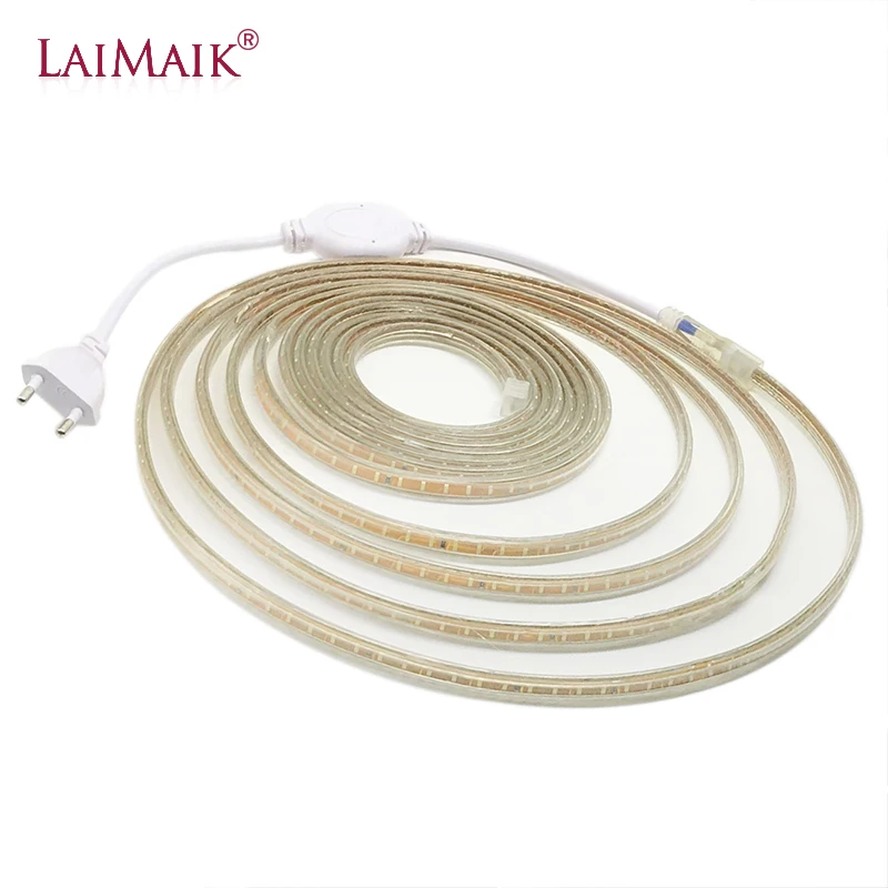 #cheap LAIMAIK AC220V Led Lights Tape IP67 Waterproof EU Plug Flexible LED Strip Lighting 120 Leds m 3014SMD outdoor Led strip light