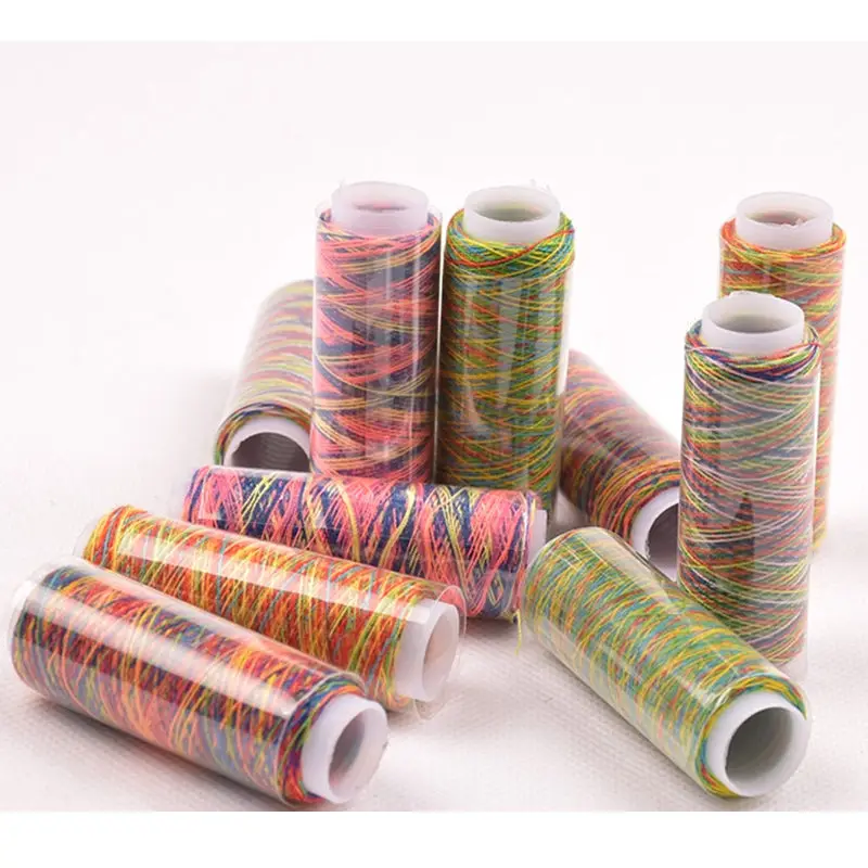DoreenBeads полиэфирная нить для вышивки, цветная швейная машинная линия, Ручное шитье, 5 стилей, 1 шт.(приблизительно 100 м/рулон, 1 рулон = 1 шт