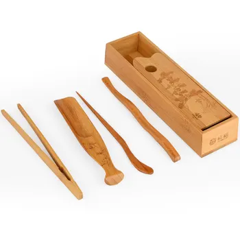 

5pcs/set Classical Tea Accessories Tea Scoop Needle Digger Tea Clip of Tea Handmade Natural Bamboo Chinese Style With Box