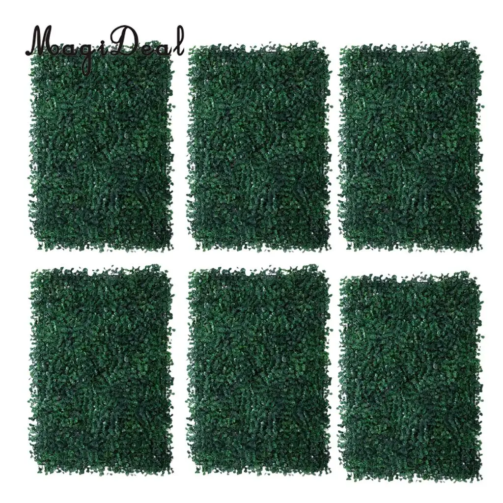 6Pieces Artificial Foliage Plant Wall Panel Home Garden Yard Decor Milan Grass