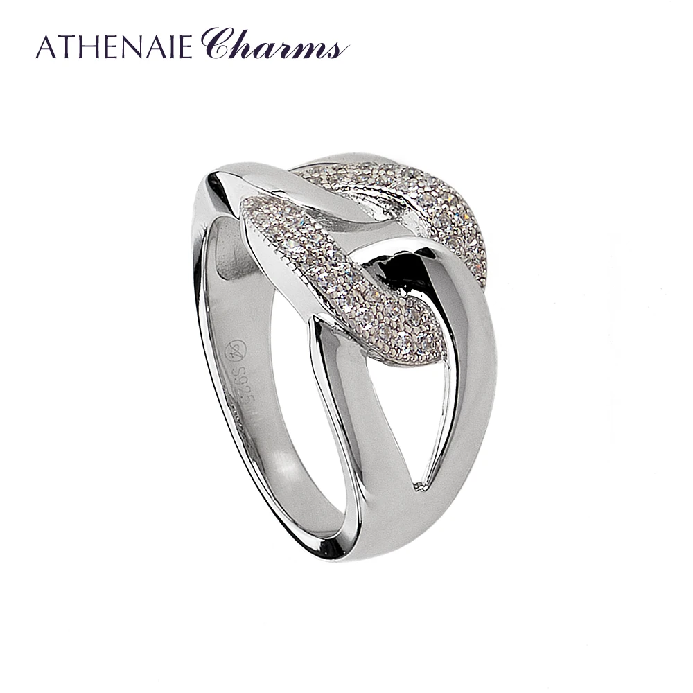 

ATHENAIE 925 Sterling Silver with CZ Rings Knotted Classic Ring For Women DIY Jewelry Gifts