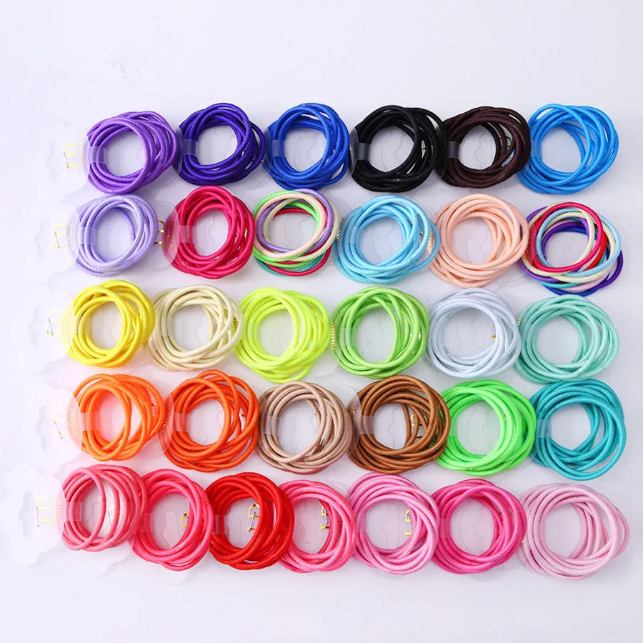

100Pcs/ lot (10 pack) Mini 3.5cm Children Girls elastic hair bands little girls Slim hair ties kids Babe hair ropes accessories