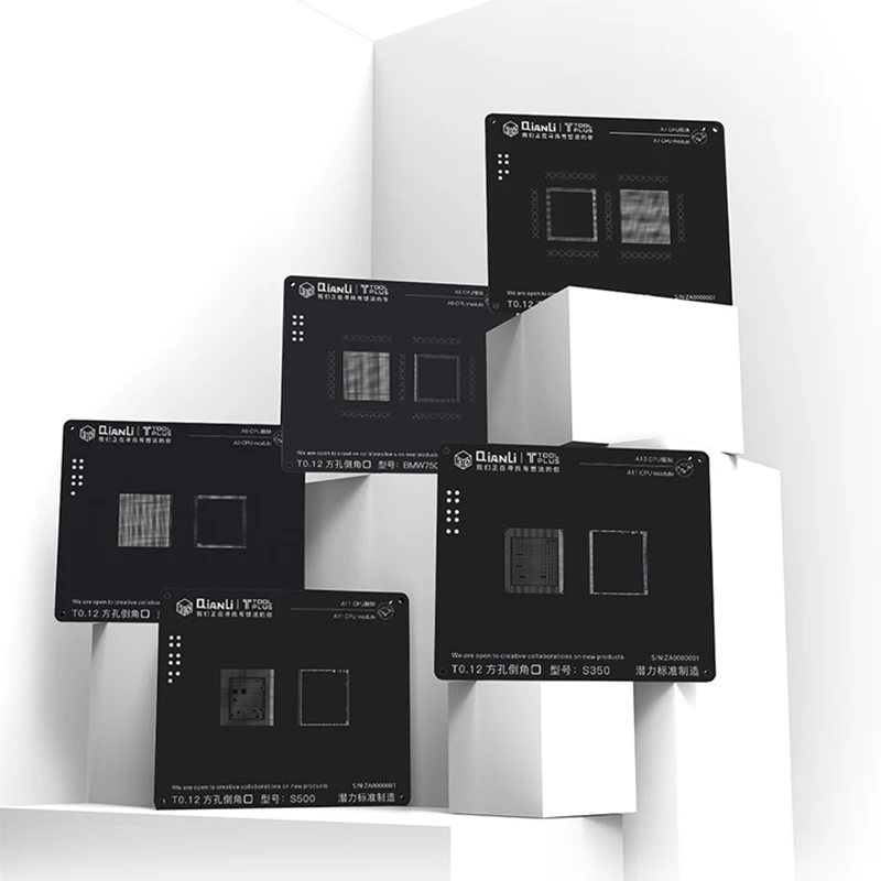 

3D Black BGA Stencil Planting Tin Template for iPhone CPU A7 A8 A9 A10 A11 Soldering Net Square Hole Reballing Plate