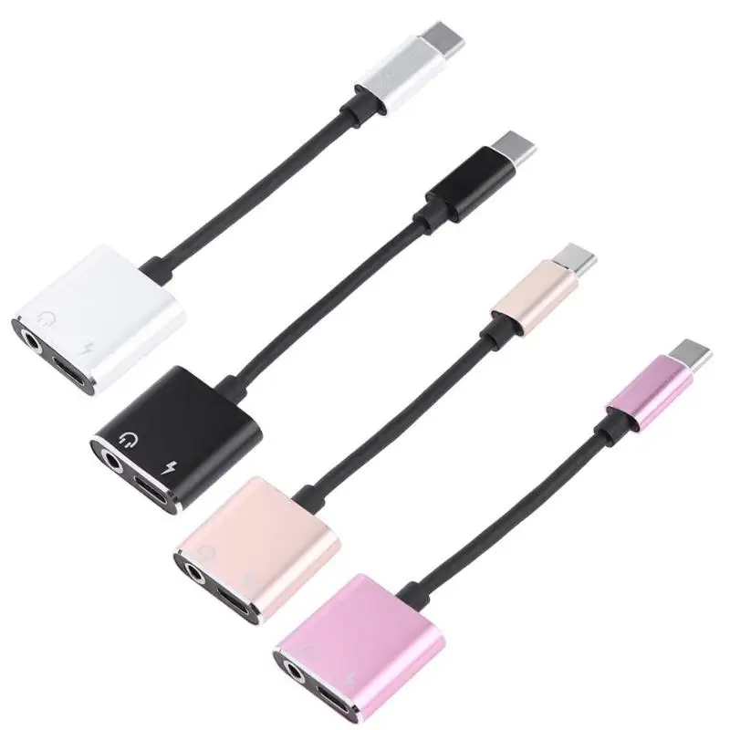 11.5cm Type C Audio Charging Cable Adapter 2 in 1 USB C Male to Female