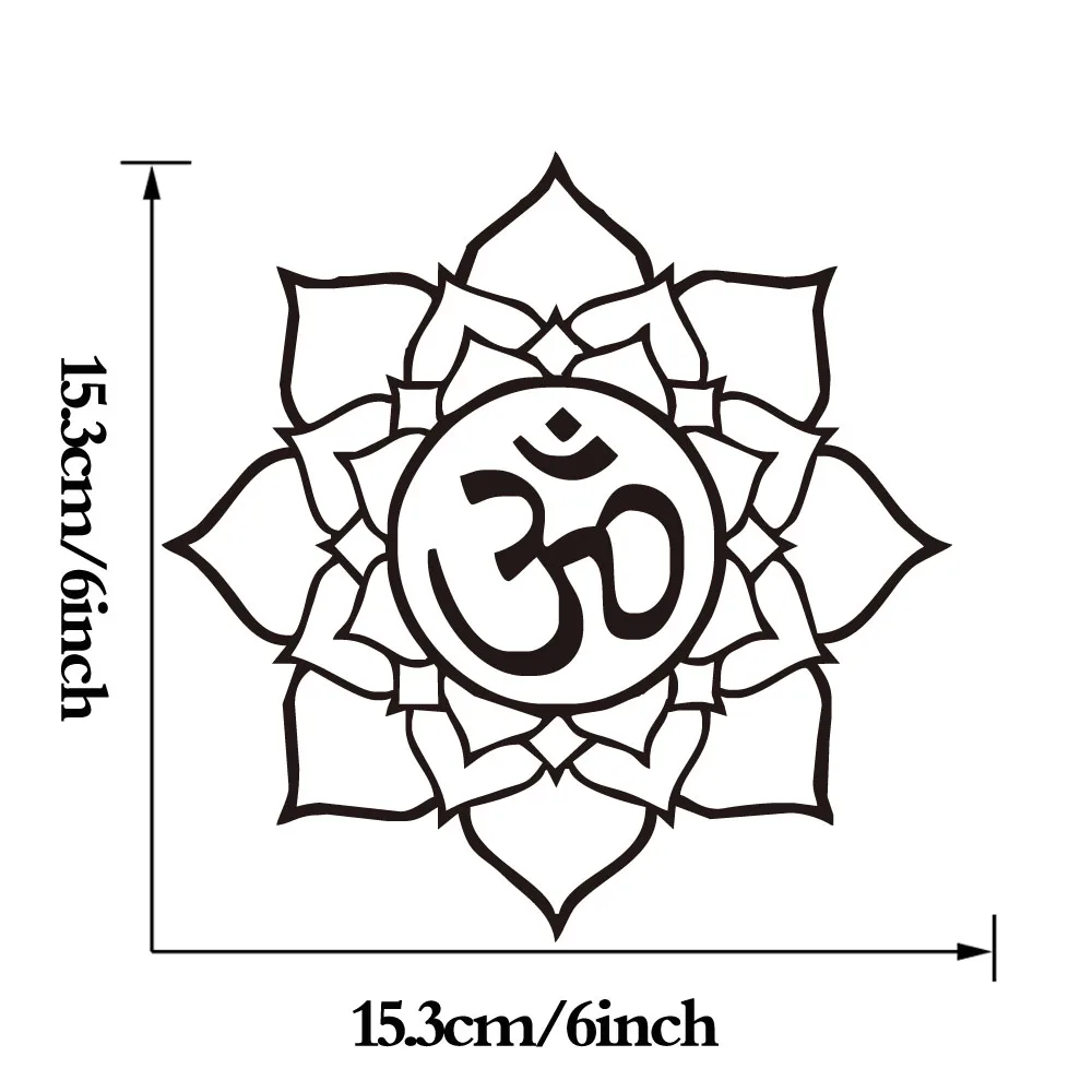 DCTOP знак Ом Мандала с Буддой настенные наклейки в виде лотоса домашний декор компьютерная Наклейка Виниловые клейкие наклейки настенные украшения - Цвет: black