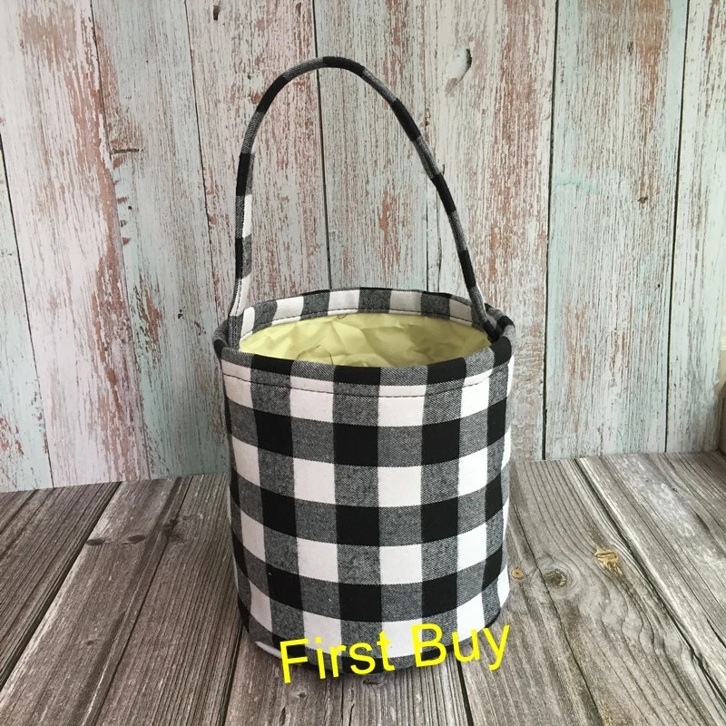 200pcs/lot Wholesale Personalized Large Fabric Plaid Tote Bag Easter