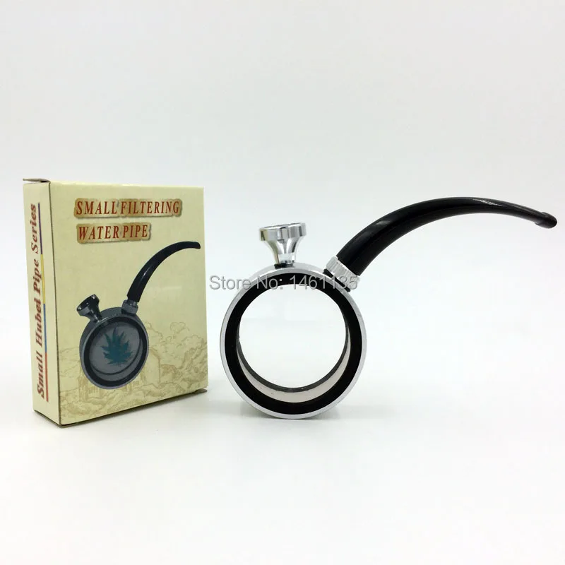 

hot sale freeshipping 1pc/lot high quality mini cigarette smoking metal pipe holder small filtering water pipe hookah,Gift box