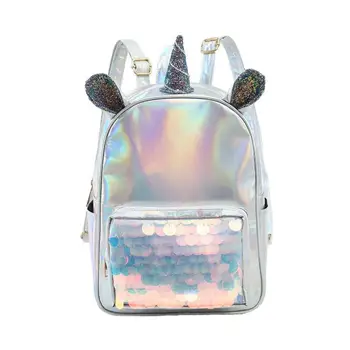 

Women Cute Ear Unicorn Backpack Female Leather Bagpack Travel Bag For Teenage Girls Schoolbag New 2018 Back Pack Mochilas