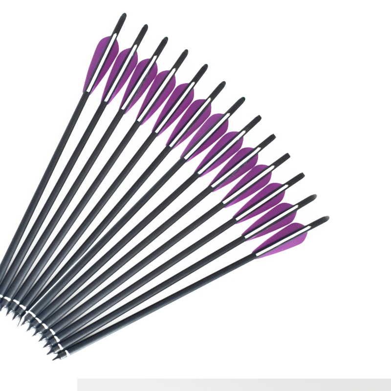 6/12/24 pcs Fiberglass Crossbow Arrow Length 17/20 Inch Outer Diameter 8mm Steel Tip Point for Archery Hunting Shooting