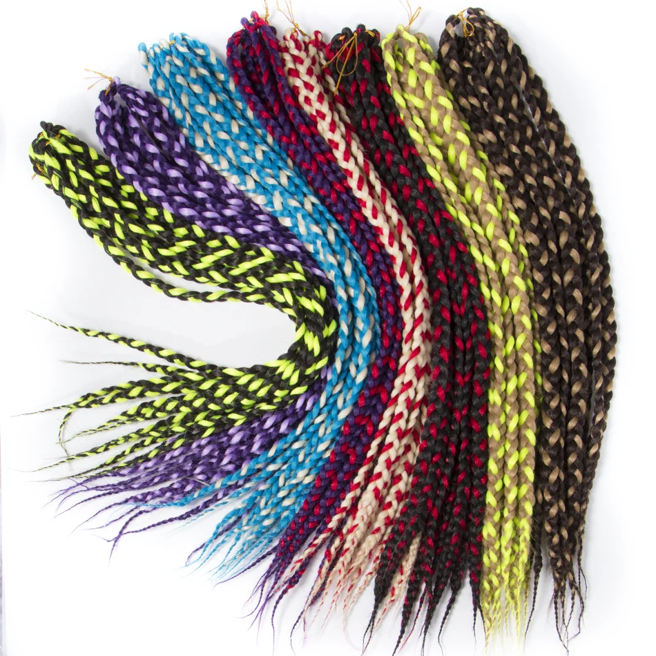 Qp hairCrochet Braids Medium Box Braid Hair Extensions Ombre Synthetic Braiding Hair Crotchet Bulk