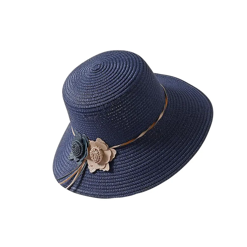 

Straw Hats for Women Flower Decro Accessories Ladies Summer Beach Sunhat Panama Style Chapeau UV Protection Sun Visor Hat