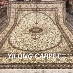 Yilong 10'x14 Высокое качество Кот ковры медальон ручной работы персидские шелковые ковры (scj22a10x14)