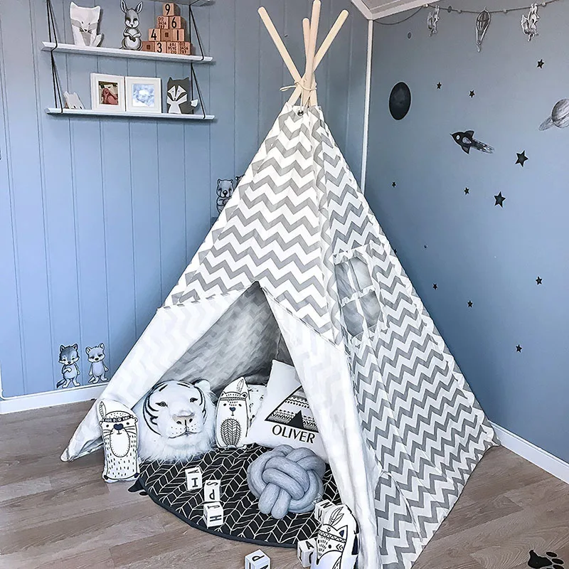 

Canvas Triangle Tent Grand Princess Baby Playhouse Children's Folding Playtent Kids Gift 2019