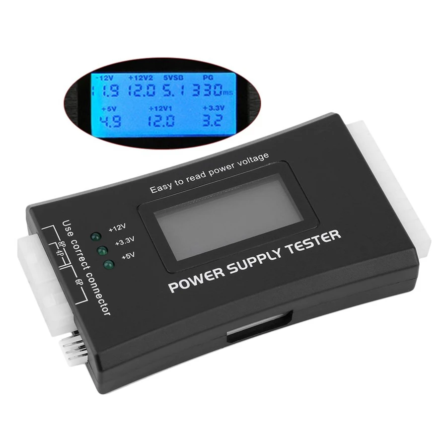 

Digital LCD Display PC Computer 20/24 Pin Power Supply Tester Checker Power Measuring Diagnostic Tester Tools drop shipping