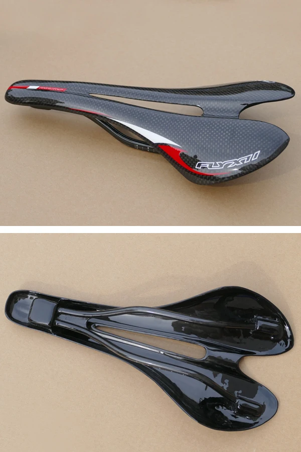 

Full Carbon Fiber Road Cycling Bicycle MTB Saddle Seat Cushion Ultra light - Red / wHITE
