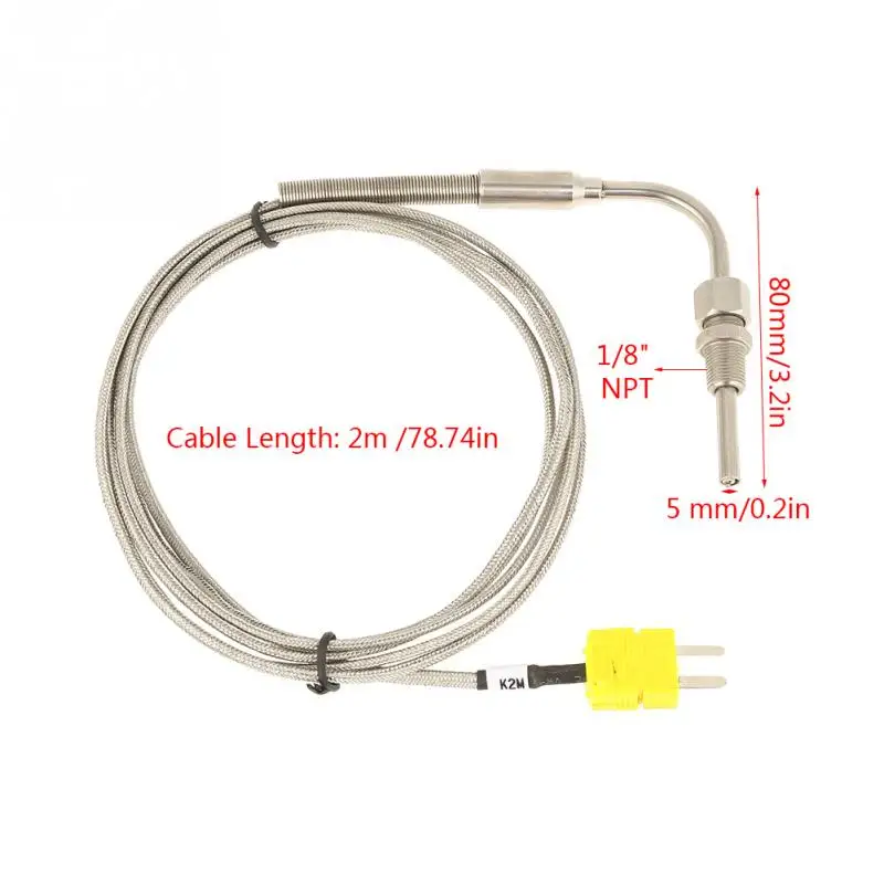 1/" NPT K-type EGT термопара для датчика температуры выхлопных газов с открытым наконечником и разъемом 2 м/78,74 дюйма Длина